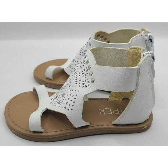 Piper Girl Shoes Size 8 Sandel Gladiator Cut Out Flat Zipper Used - Picture 3 of 11